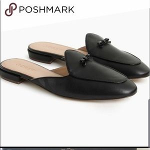 J. Crew black Piped Leather Loafer Mules 9 lightly used